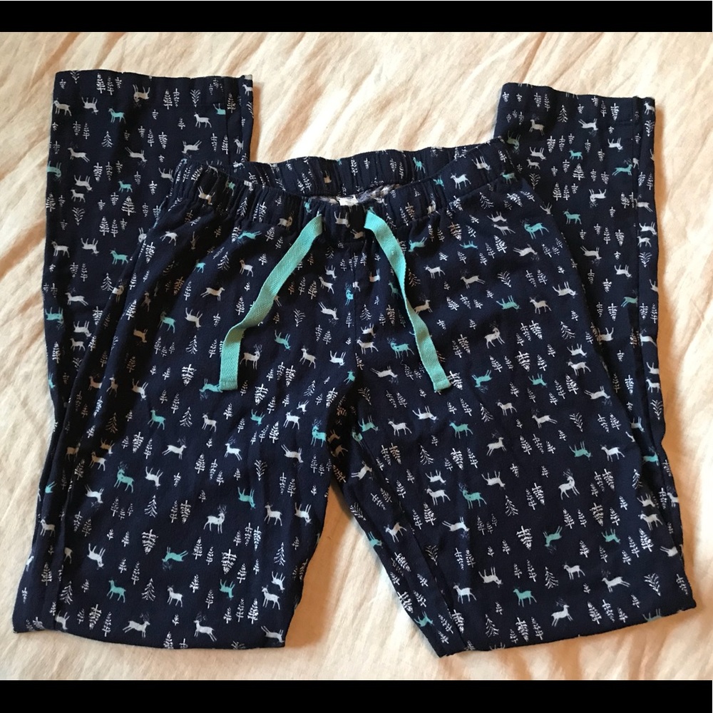 Old navy flannel pajama pants with trees and deer